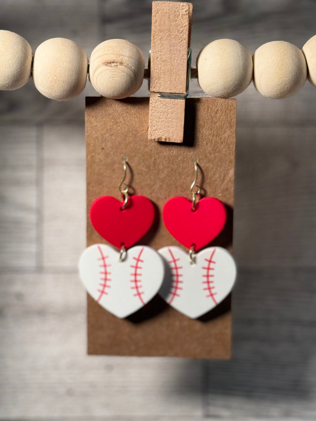 Heart baseball earrings