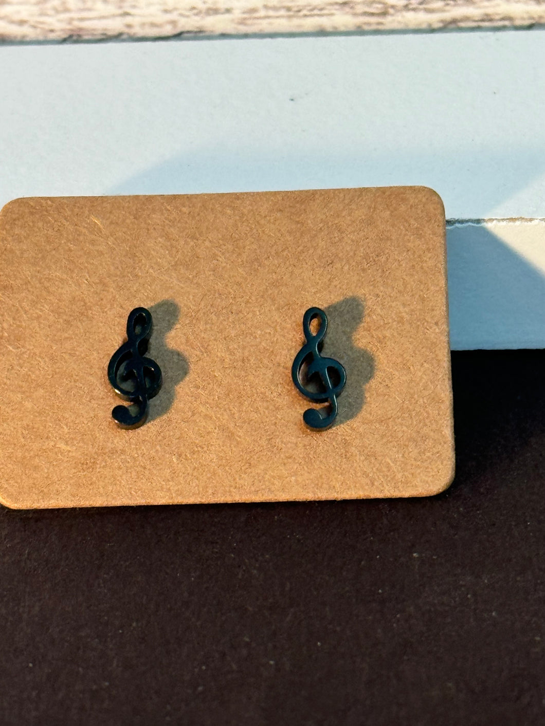 Black Music Notes Studs