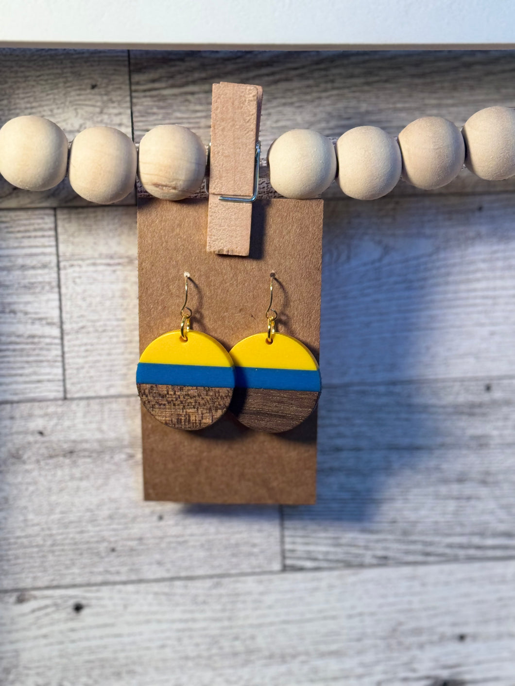 Yellow and blue resin earrings