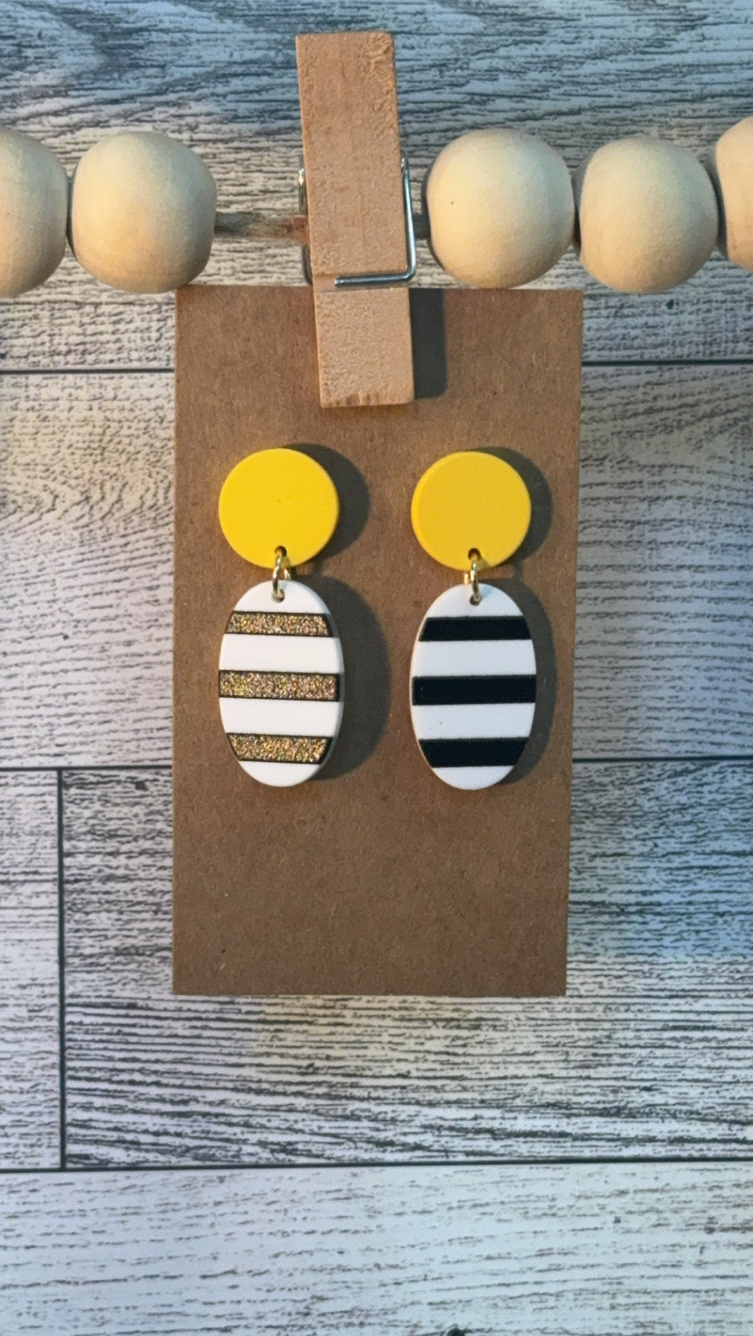 Yellow and Black Stripe Earrings