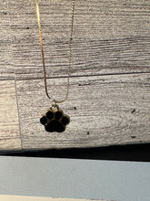 Load image into Gallery viewer, Black Paw print Gold Necklace
