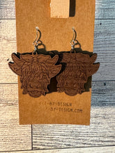 Load image into Gallery viewer, Wood Cow Earrings
