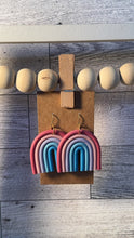 Load image into Gallery viewer, Pink, purple, blue arch earrings
