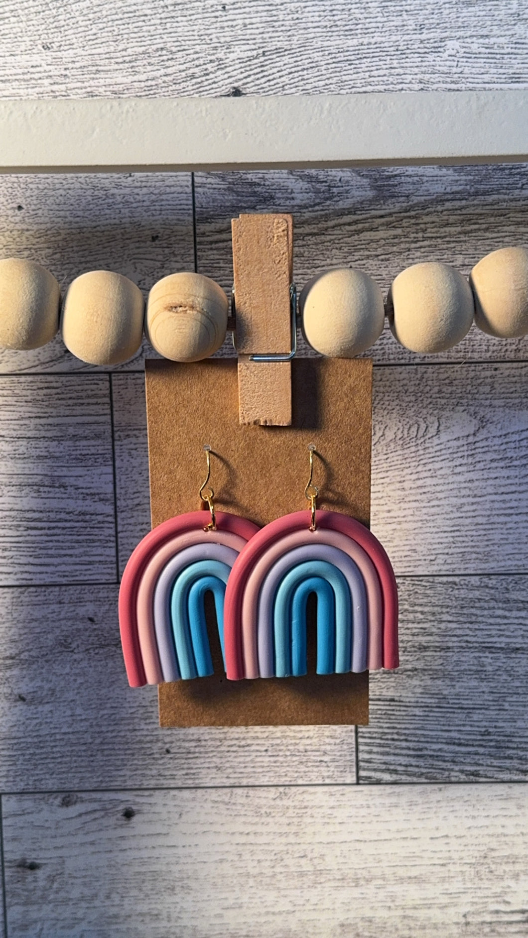 Pink, purple, blue arch earrings