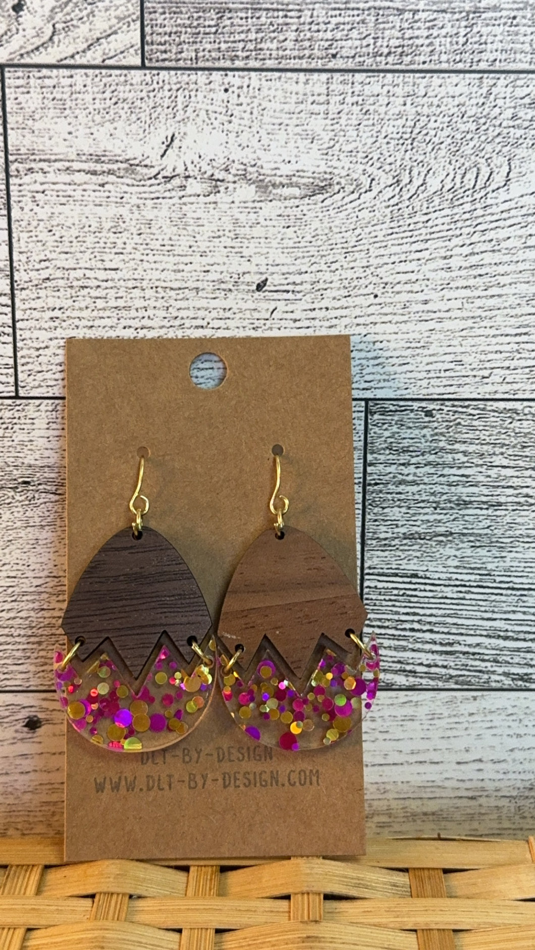 Pink Glitter Egg Earrings