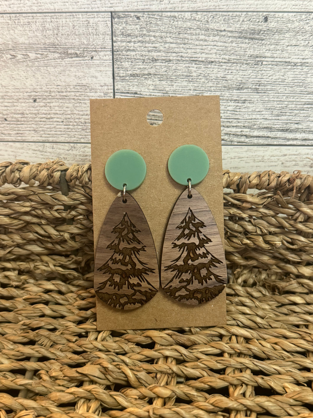 Wood Tree Post Earrings