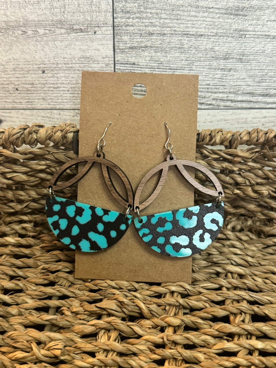 Turquoise Cheetah Print Earrings
