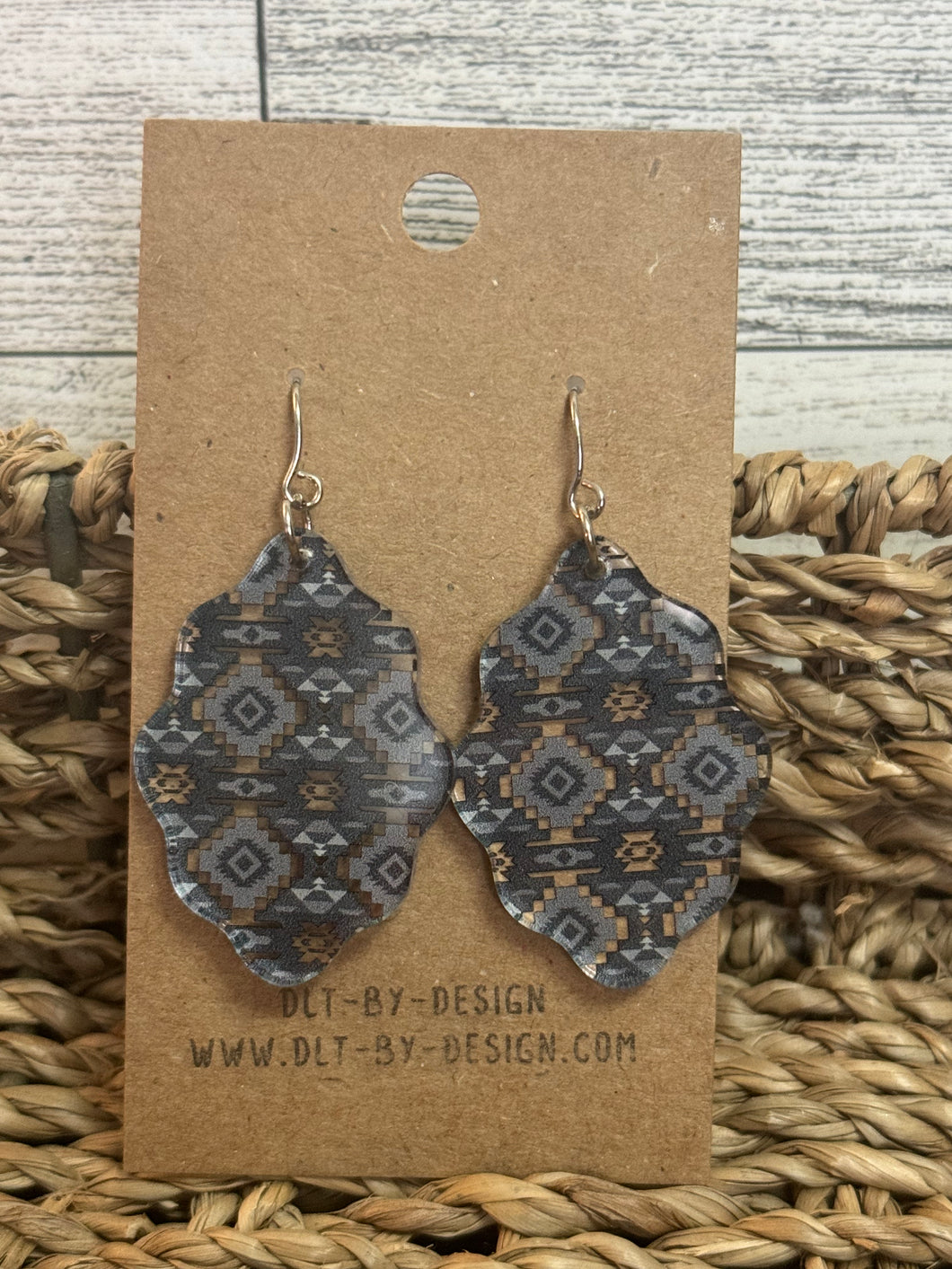 Gray Aztec Earrings