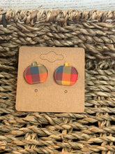 Load image into Gallery viewer, Plaid Pumpkin Studs
