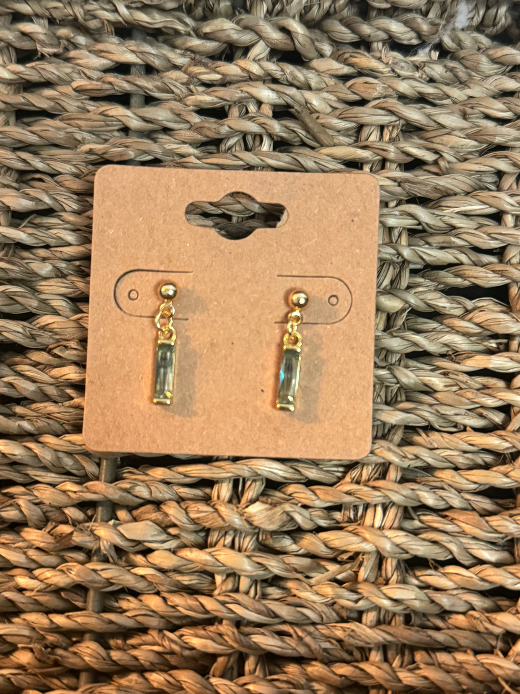 Light Green Gold Post Earrings