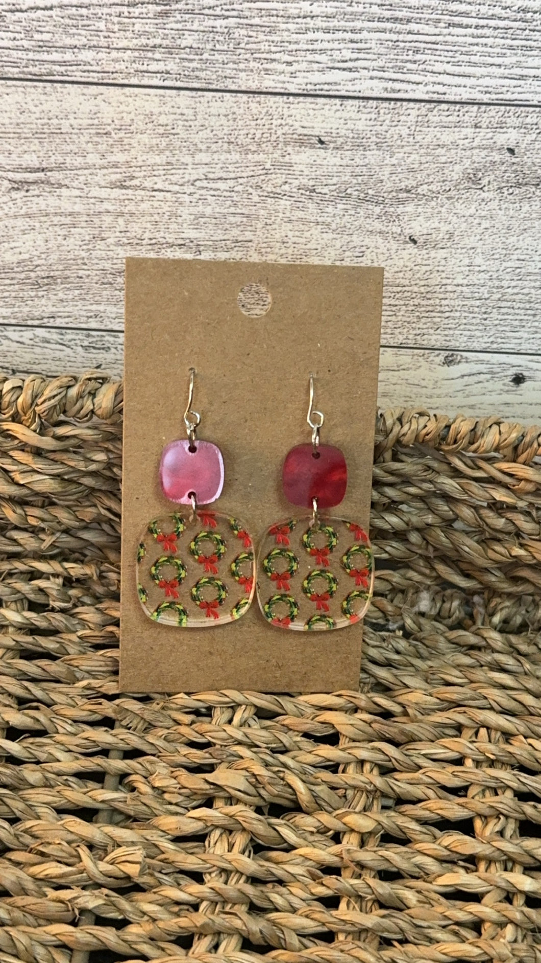 Vintage Christmas Wreath Earrings