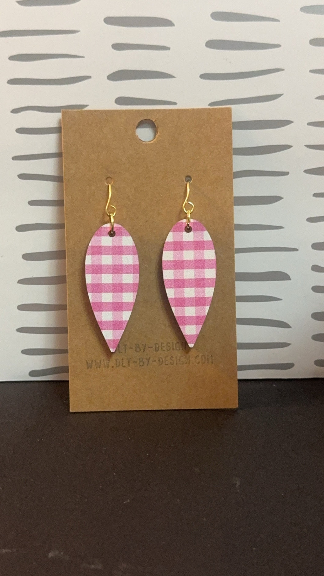 Pink Gingham Check Earrings
