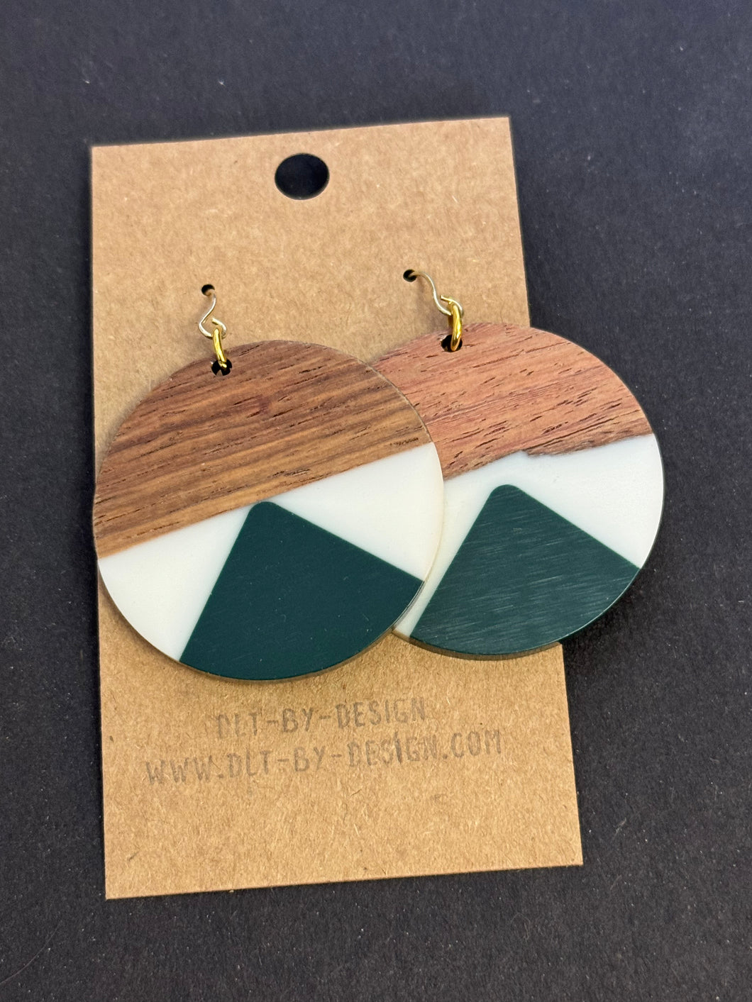 Green and white Resin Earrings
