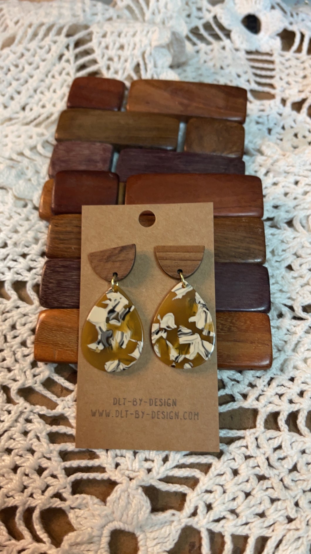 Wood Marble Earrings*