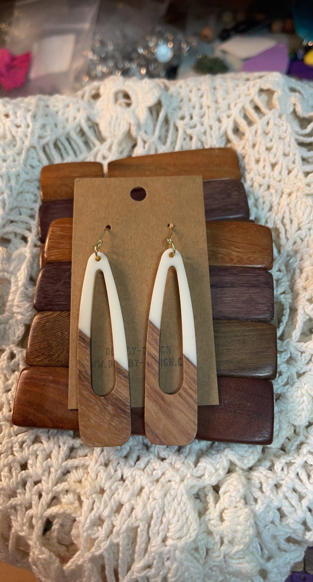White Resin Hair Pin Earrings*