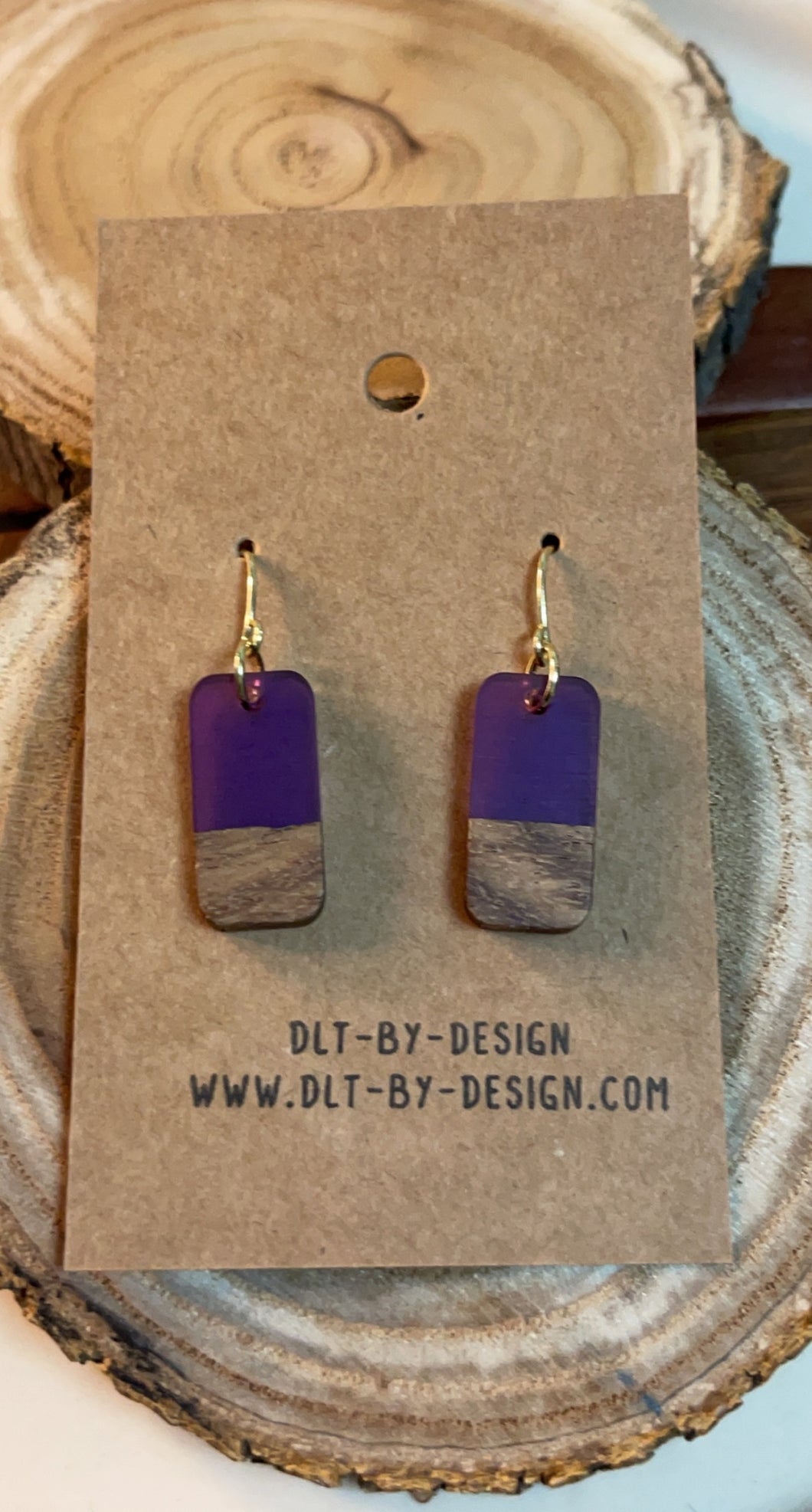 Purple Resin Wood Earrings*