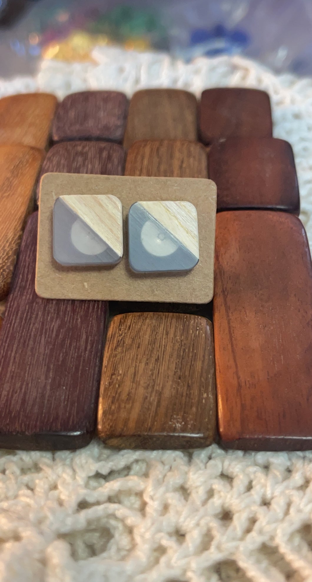 Light Blue Resin Square Studs*