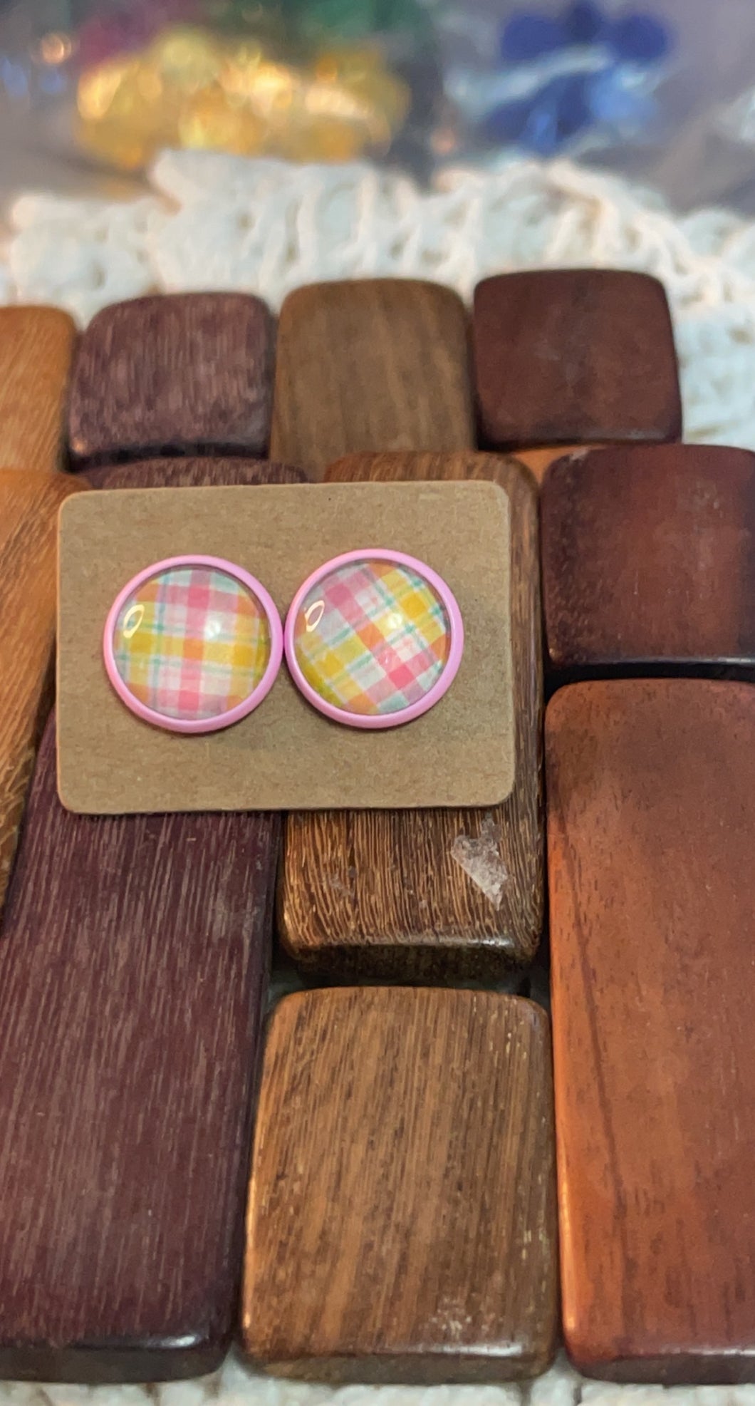 Spring Plaid Studs*