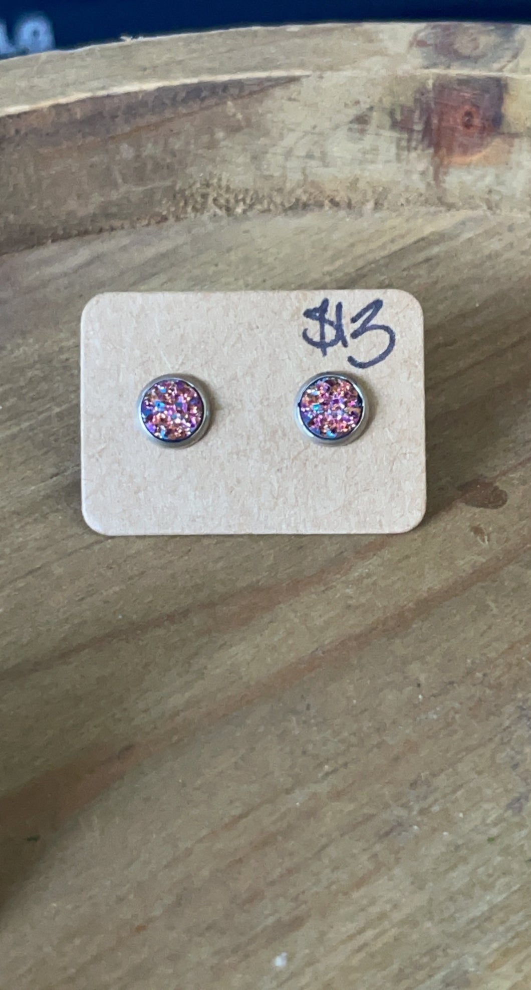 Kid’s - Pink Metallic Druzy Studs