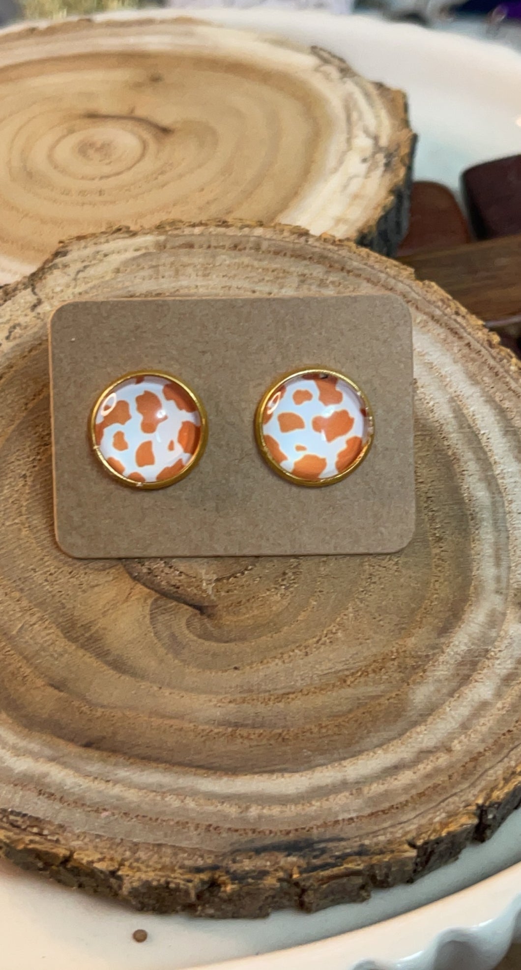 Copper Cow Print Studs*