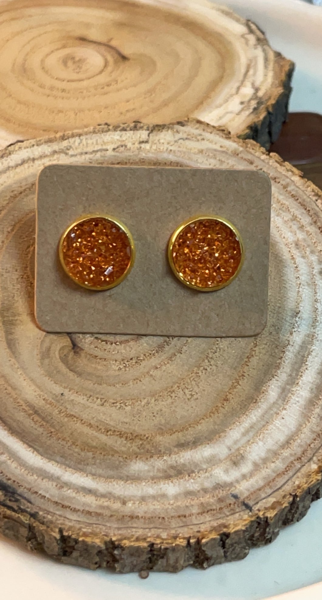 Burnt Orange Druzy Studs*