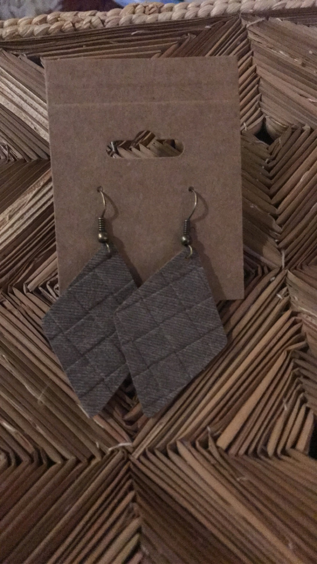Light Brown Dangle Weave Earrings
