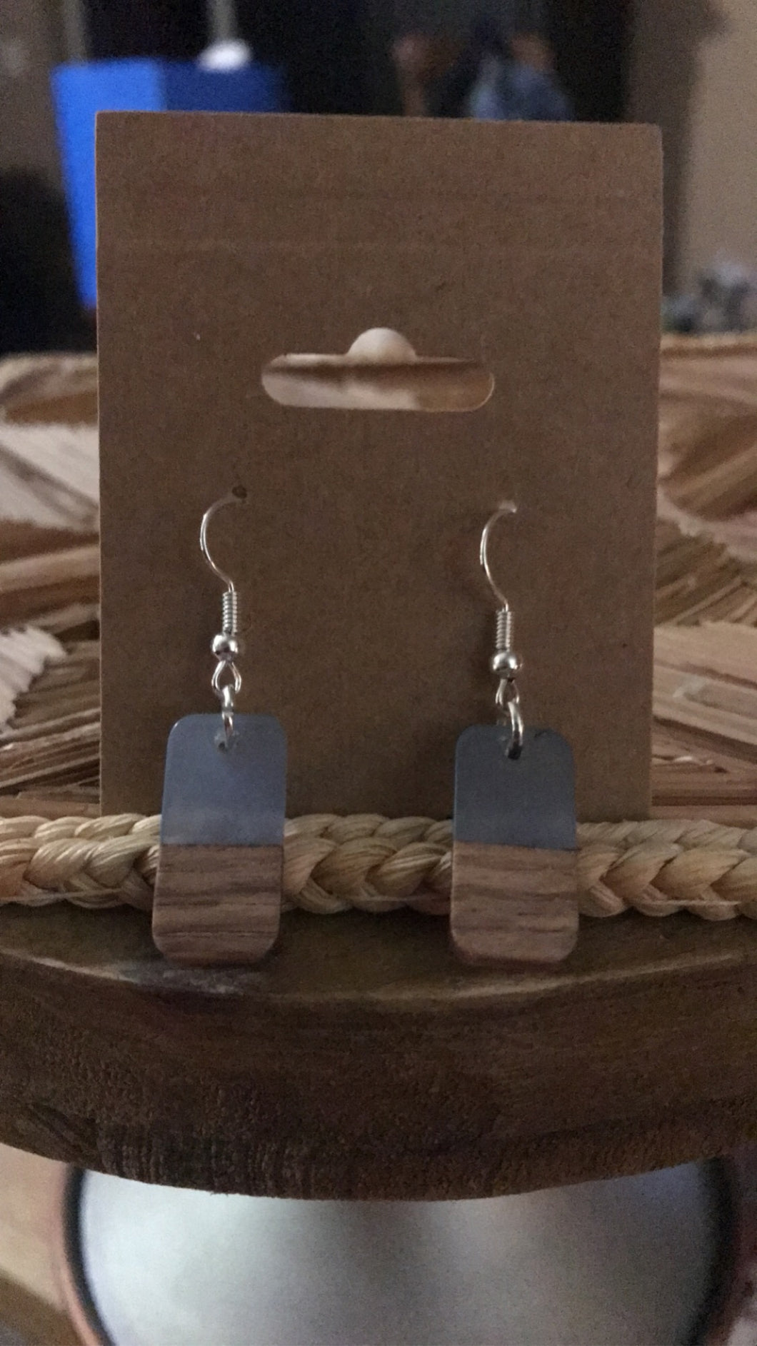 Light Gray Rectangle Earrings