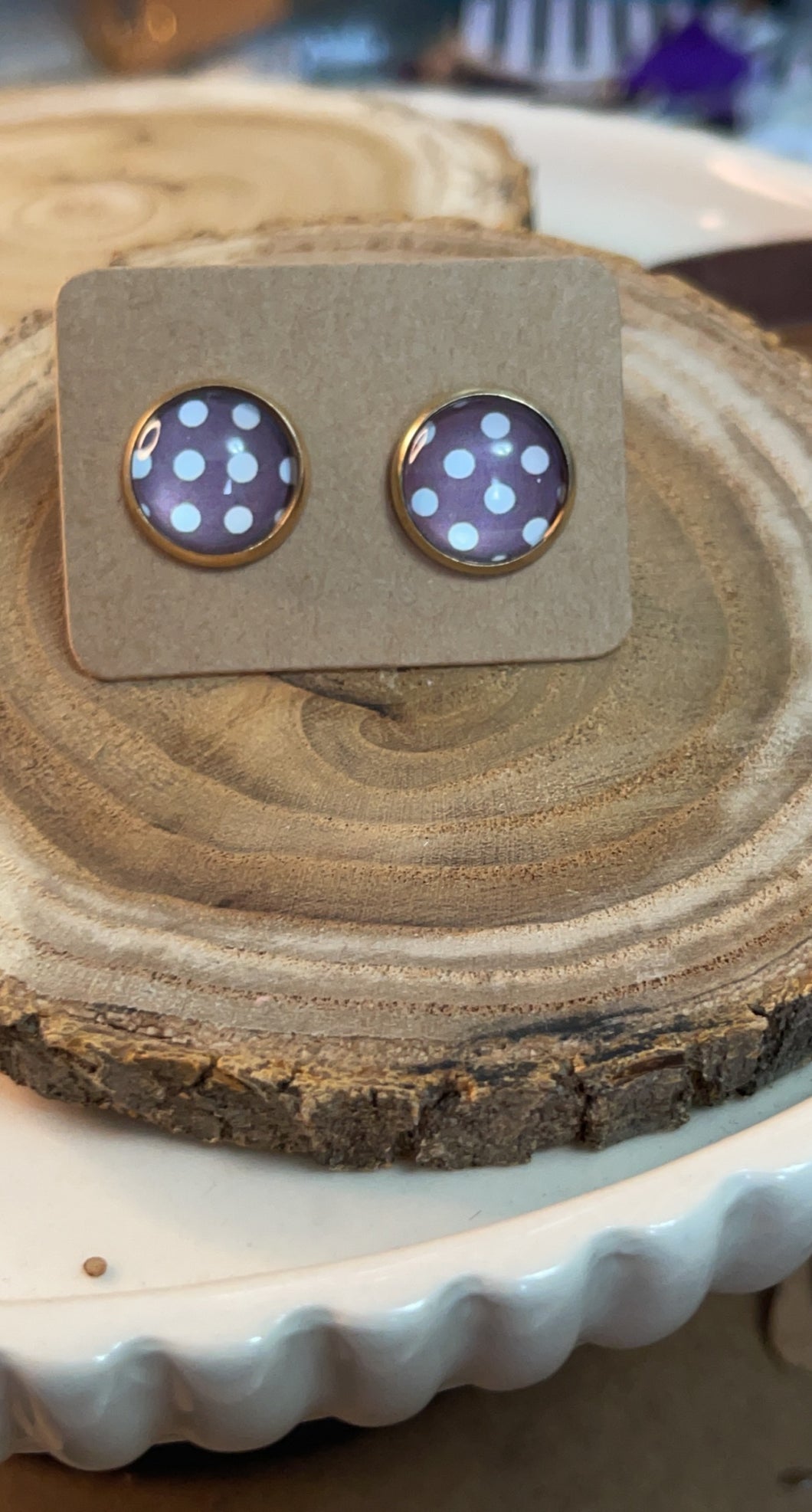 Purple Polka dot Studs*