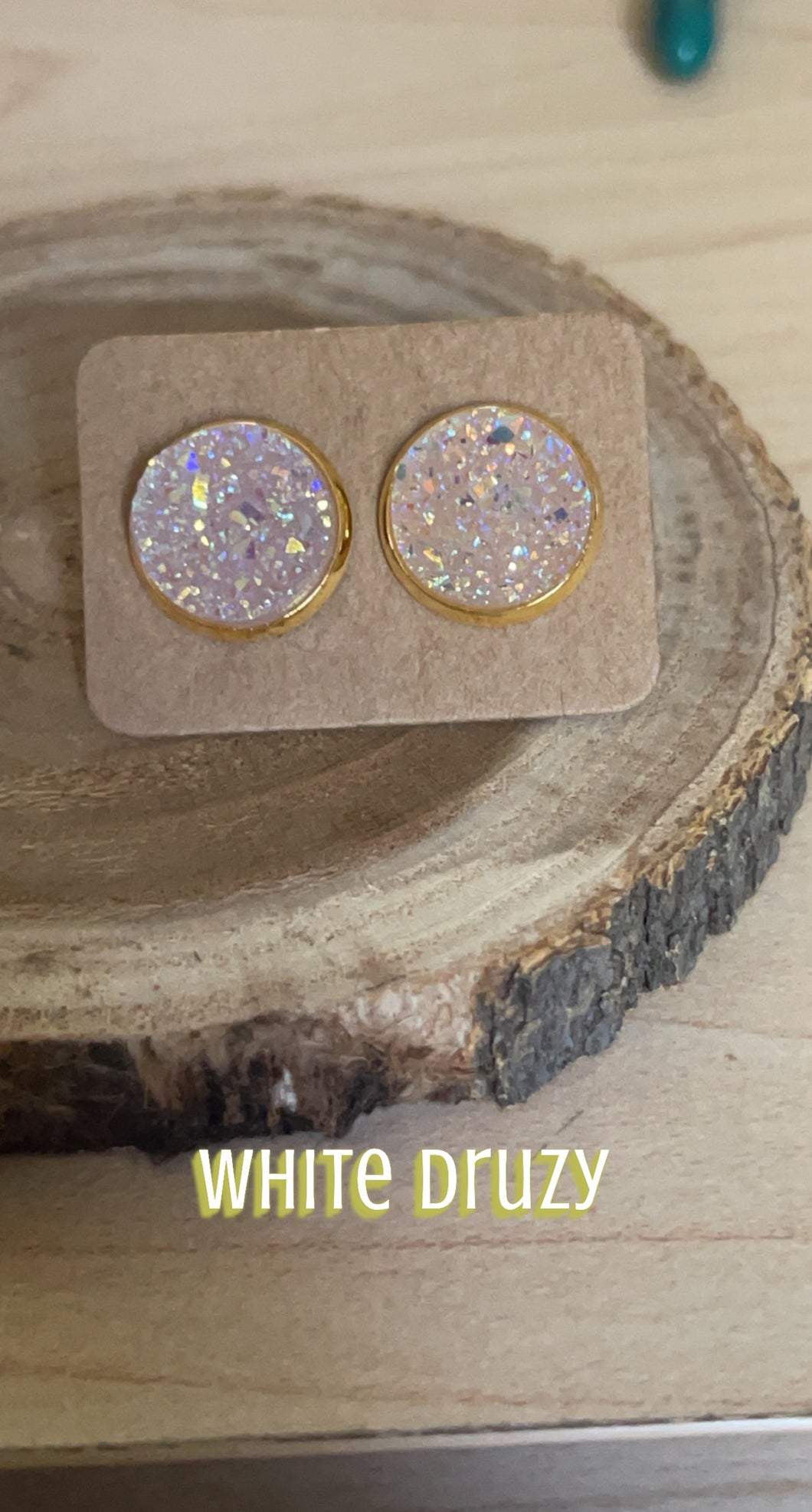 Milky Sparkle Druzy Studs