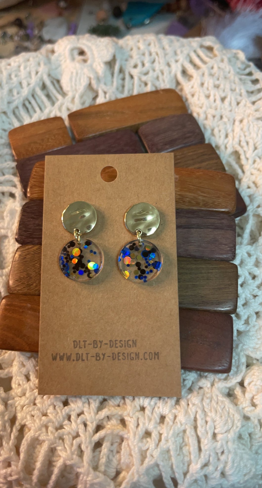 Gold Glitter Resin Post Earrings*
