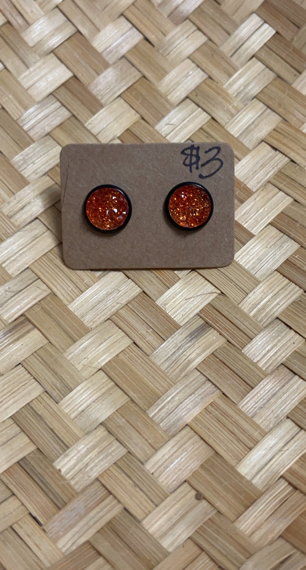 Orange Crystal Druzy Studs *