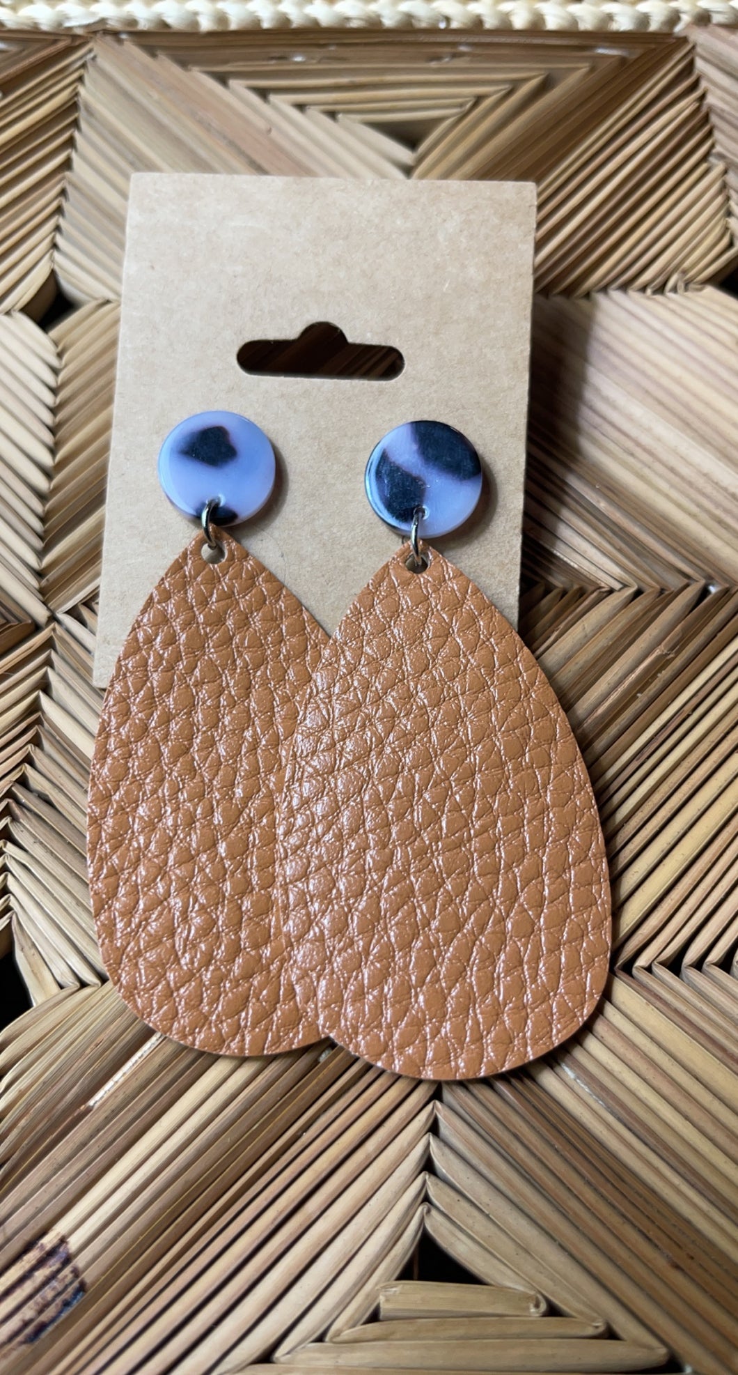 Tortoiseshell Post Tan Earrings