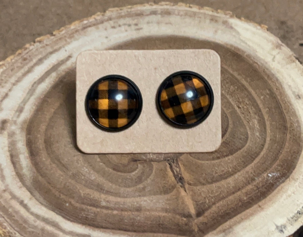 Orange Buffalo Check Studs *