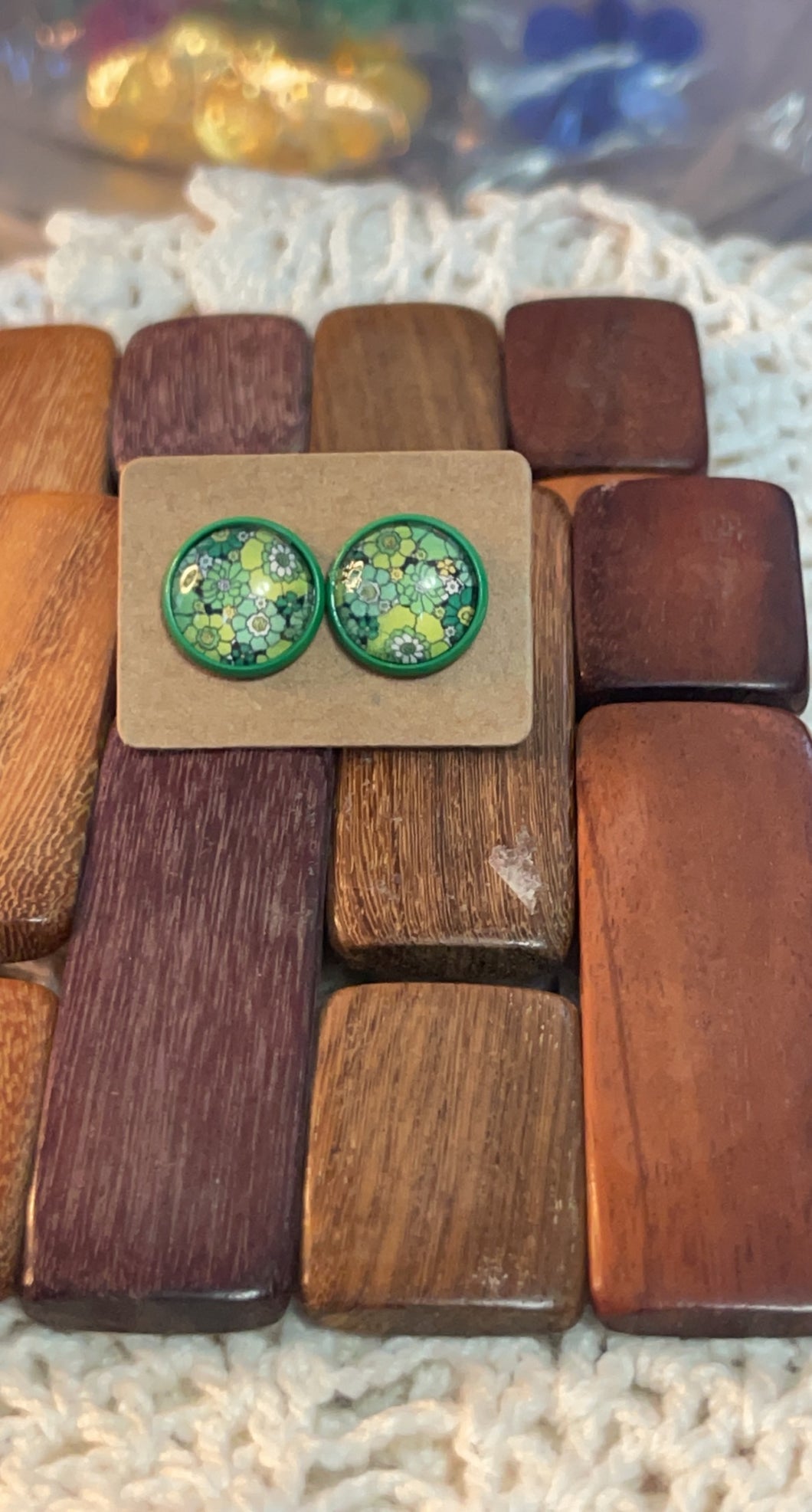 Green Flowers Studs*