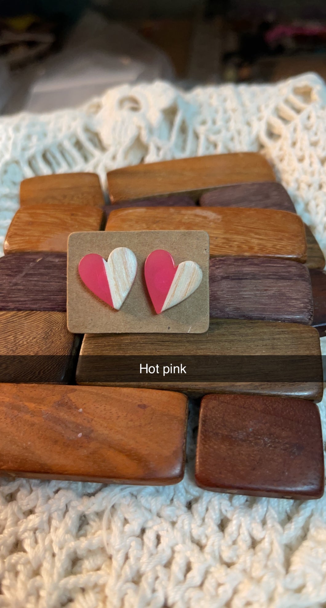 Hot Pink Wood Resin Studs*