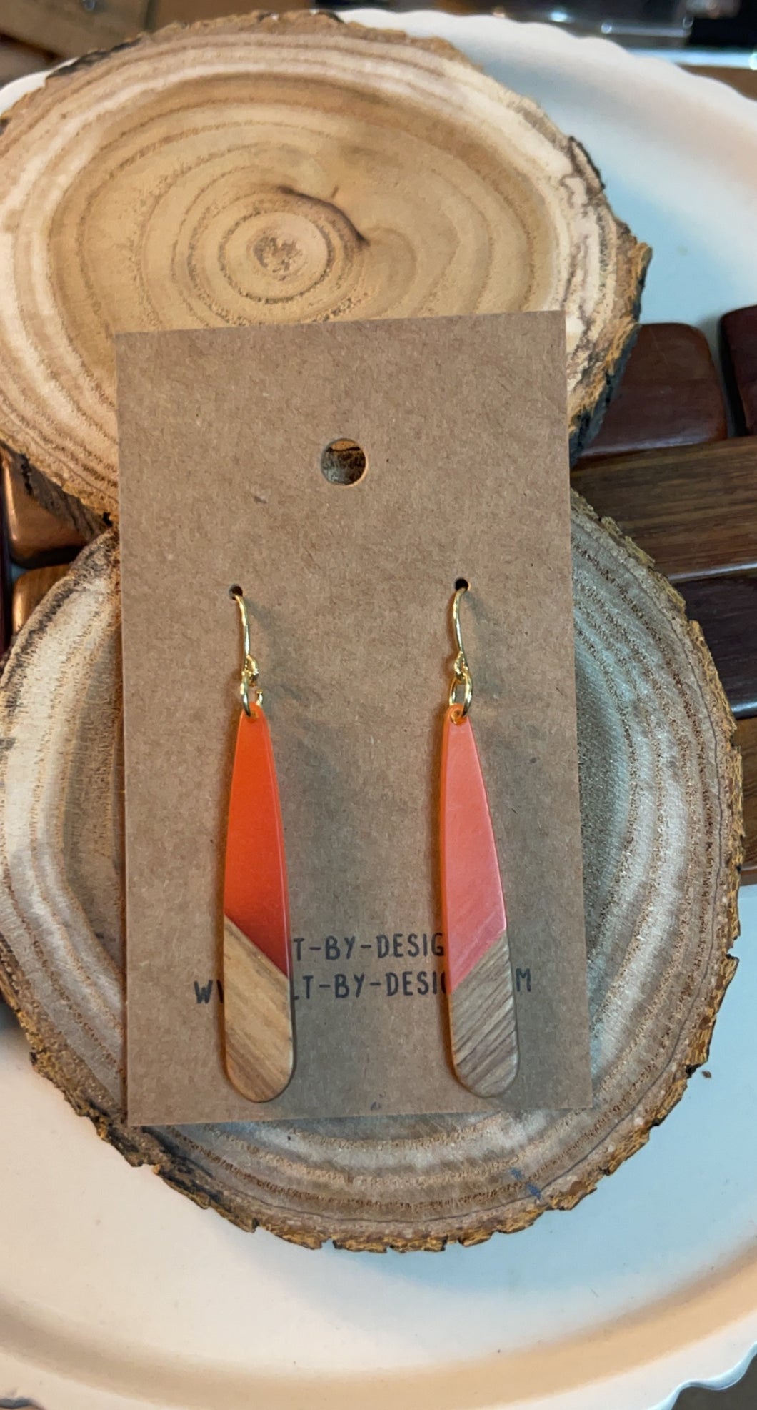 Orange Wood Resin Earrings*