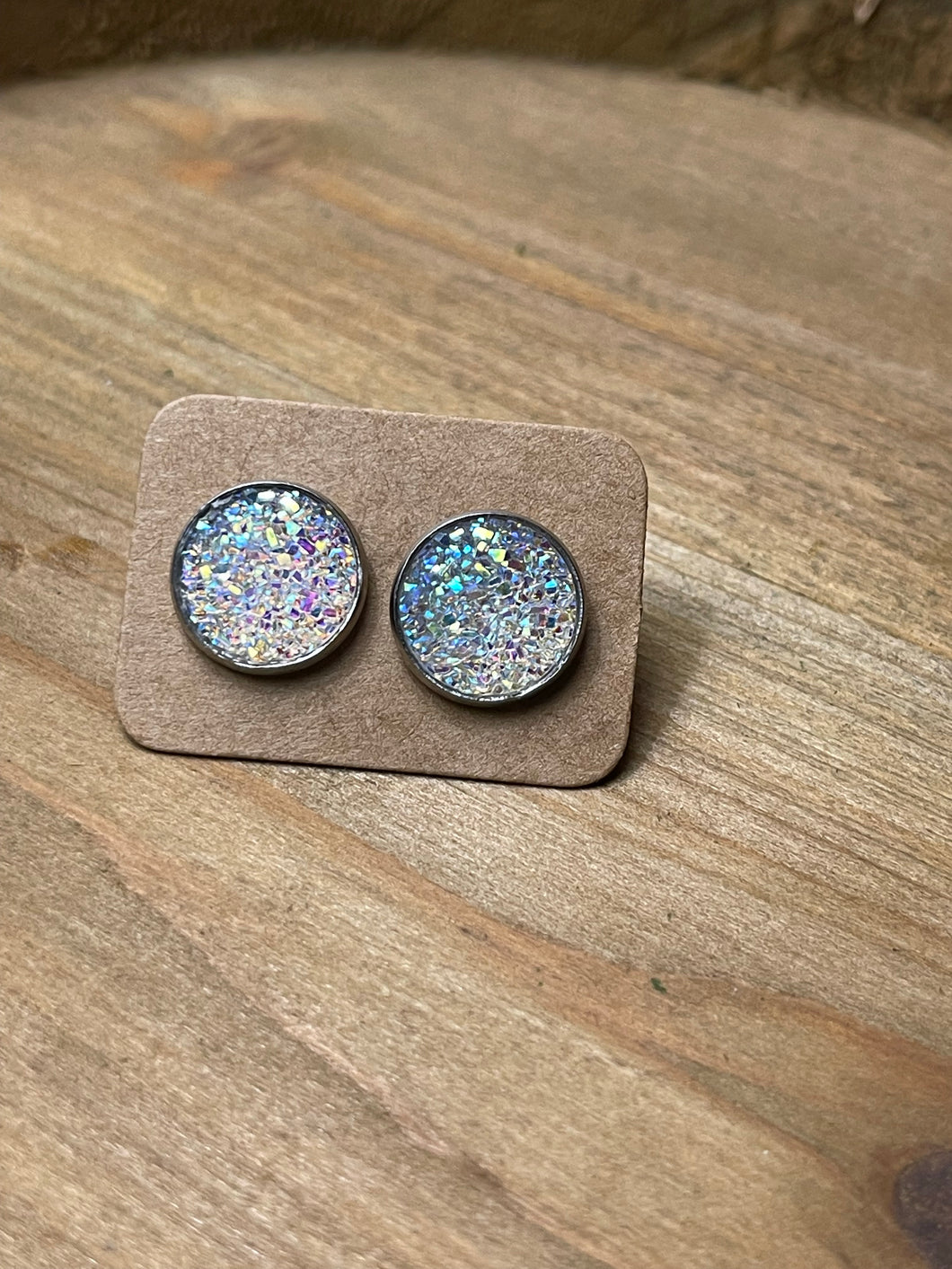 Clear Sparkle Druzy Studs