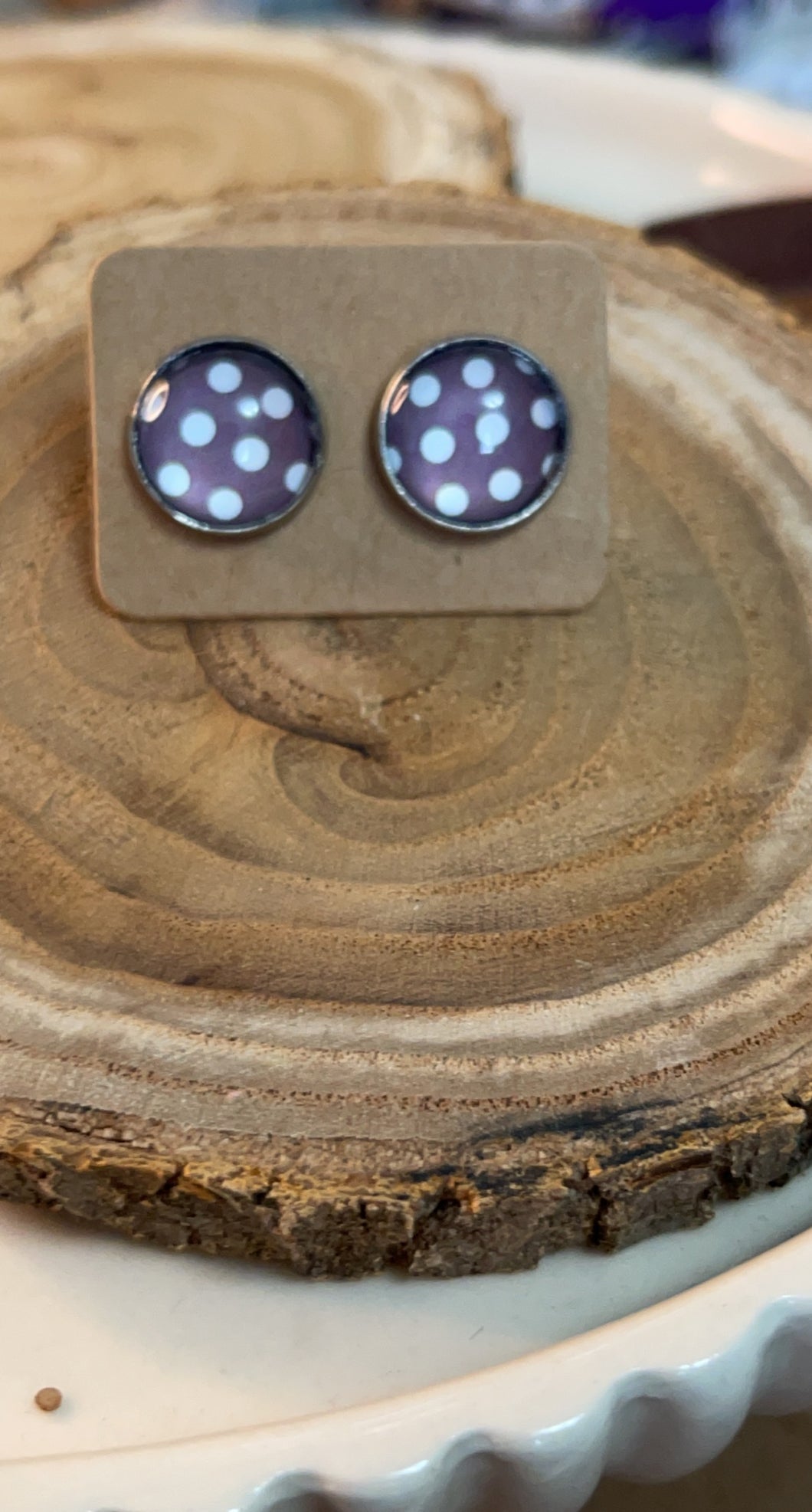 Purple Polka Dot Studs*
