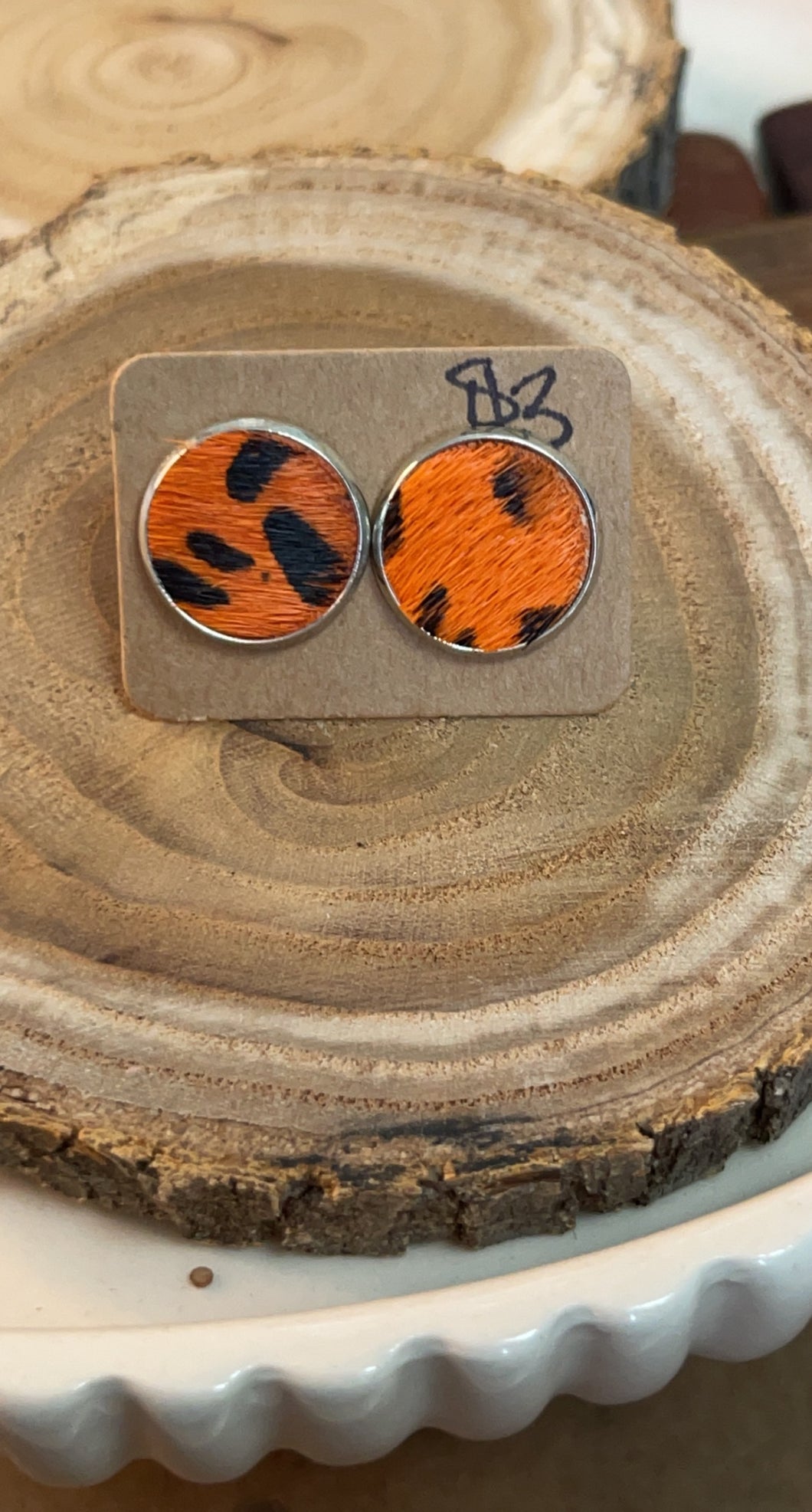 Faux Fur Orange Studs*