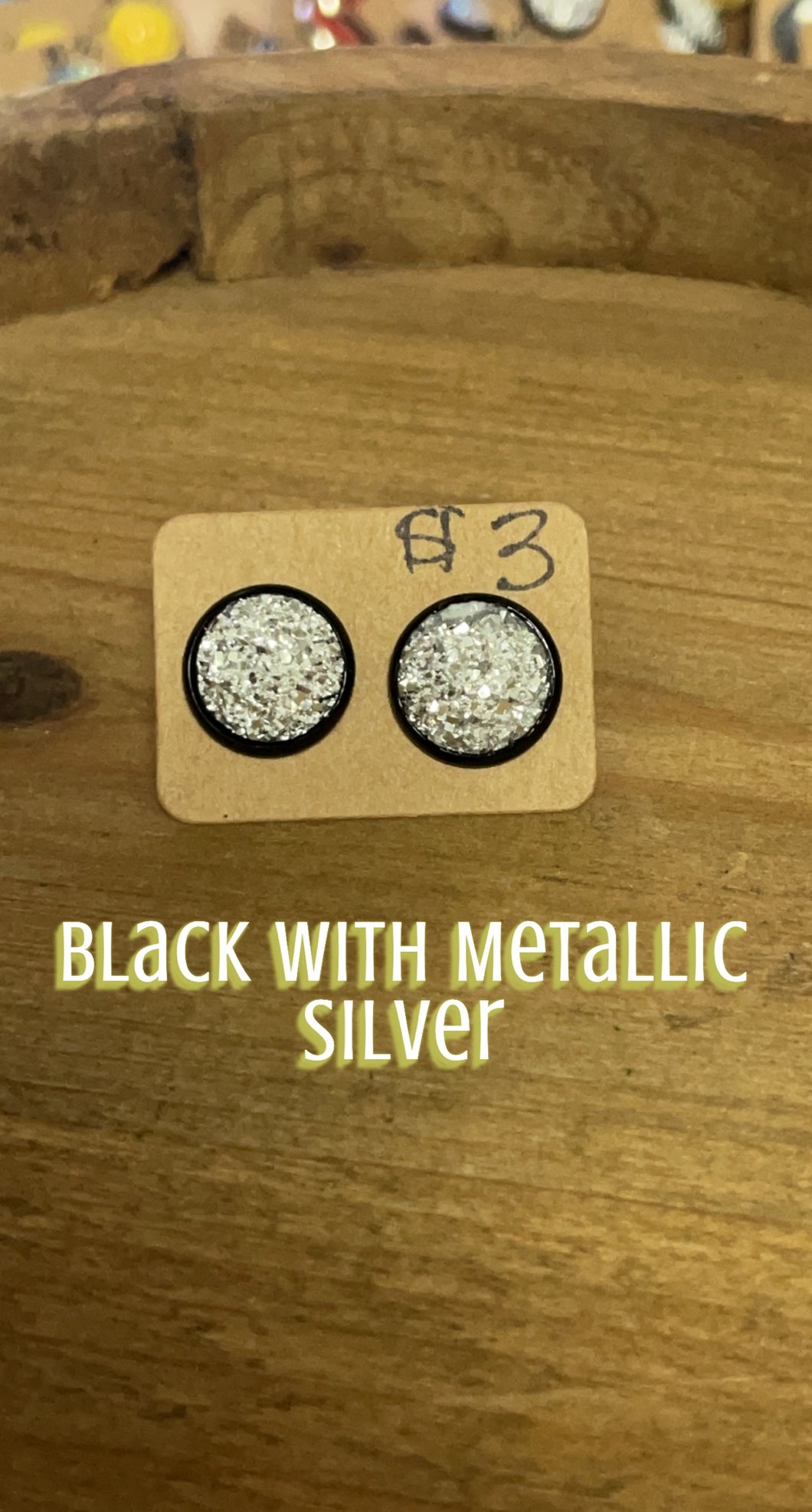 Sports- Metallic Silver with Black Detail Studs