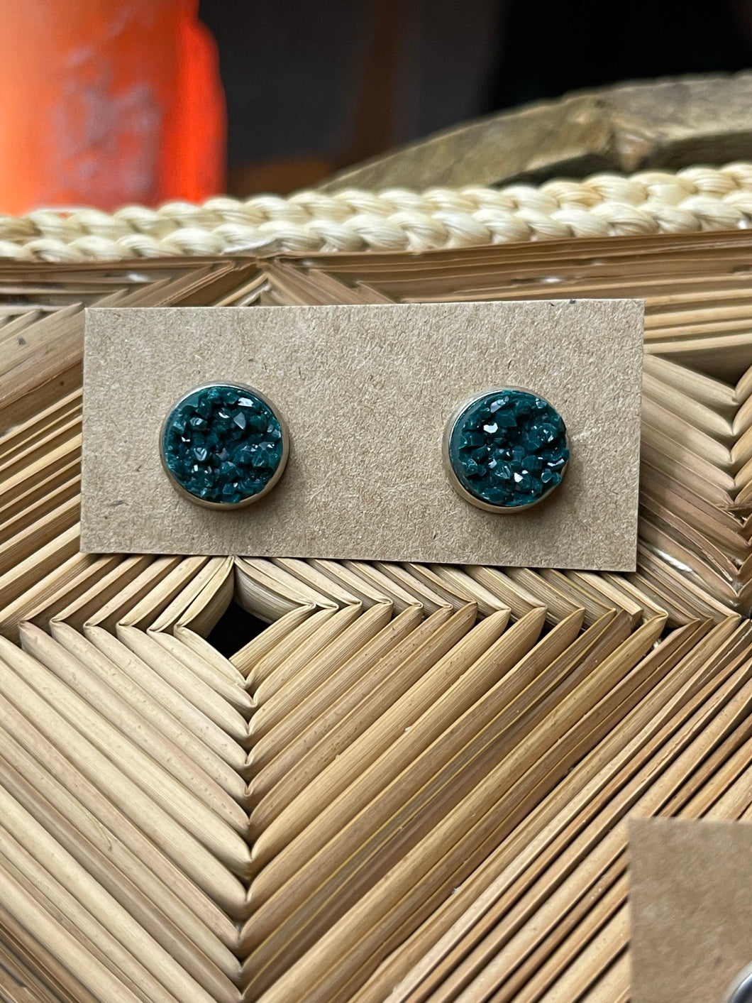 Pine Druzy Stud Earrings