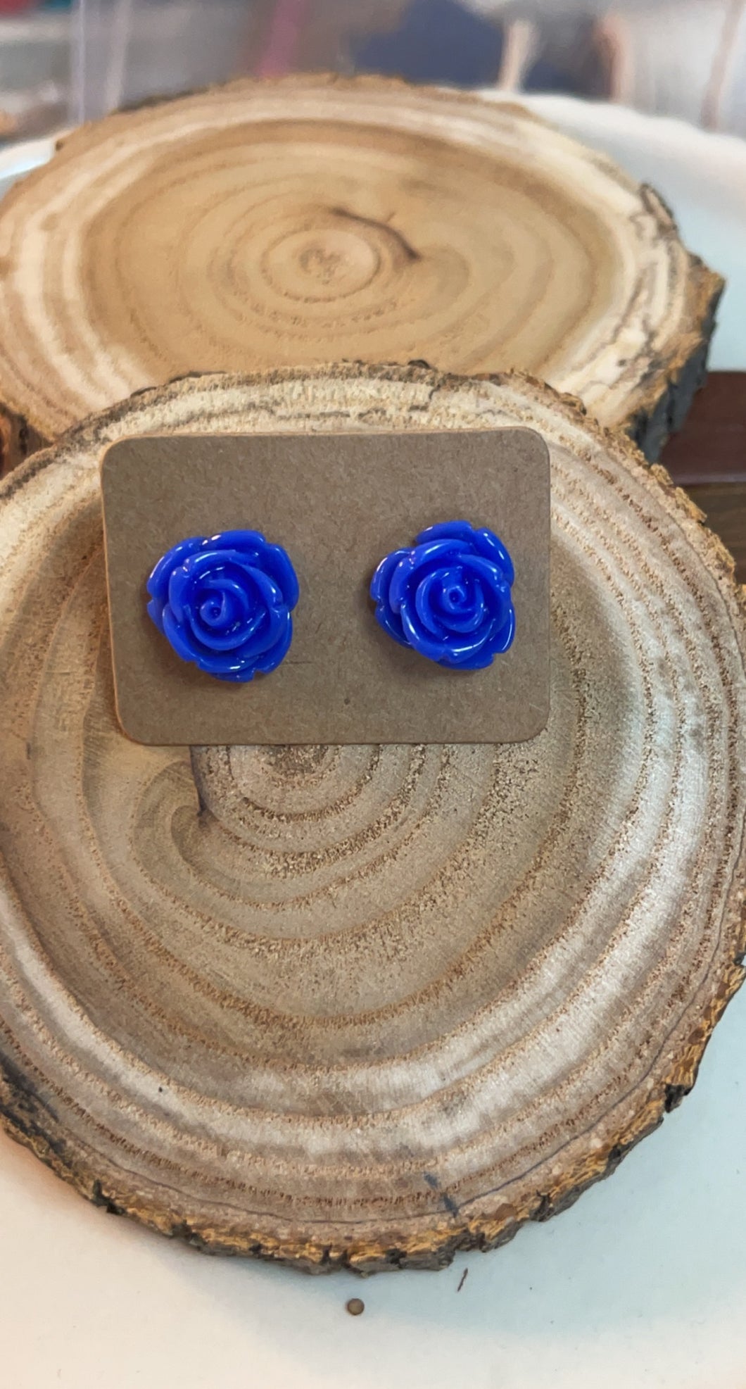 Royal Blue Rose Studs*