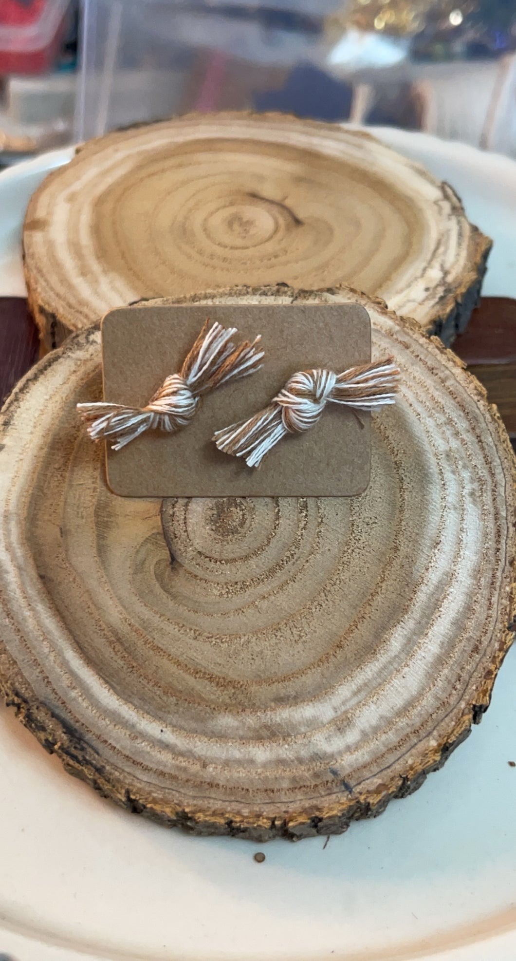Cream Twist Bow Tie Studs*