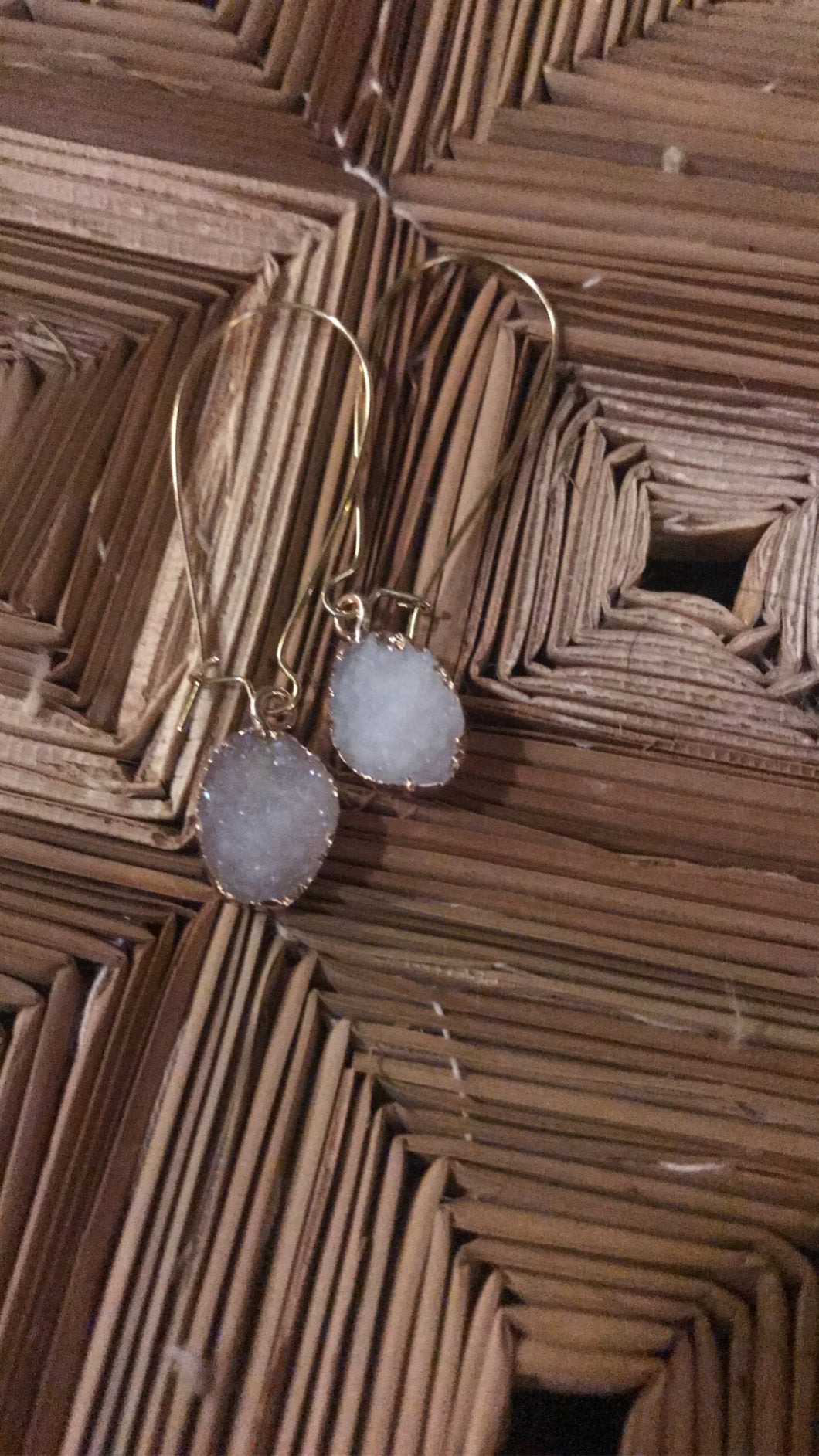 Gold Earrings with White