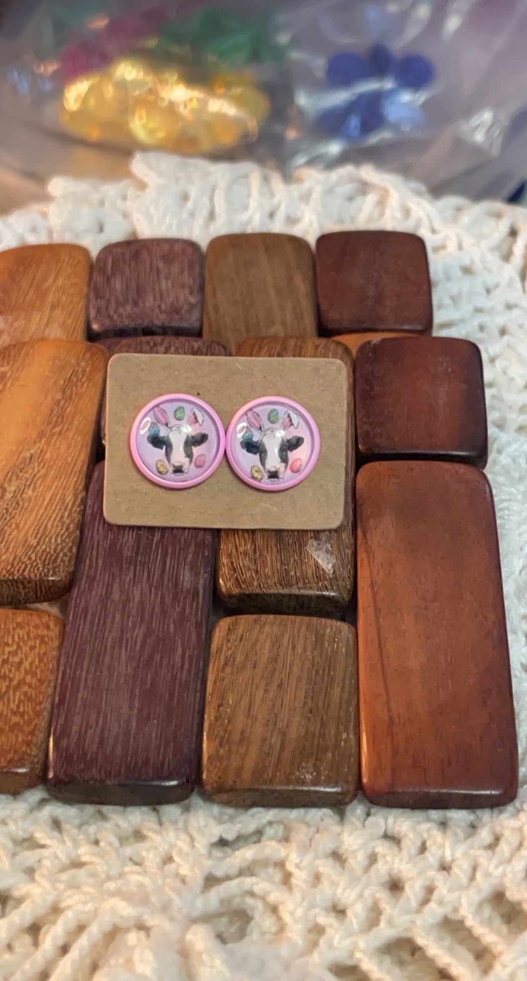 Cow Easter Bunny Studs*