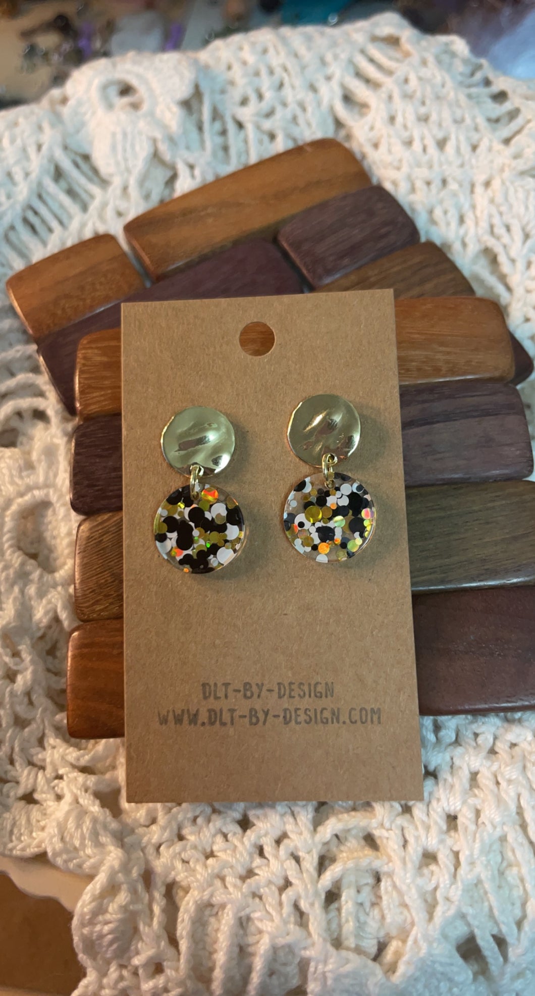 Gold Glitter Resin Post Earrings*
