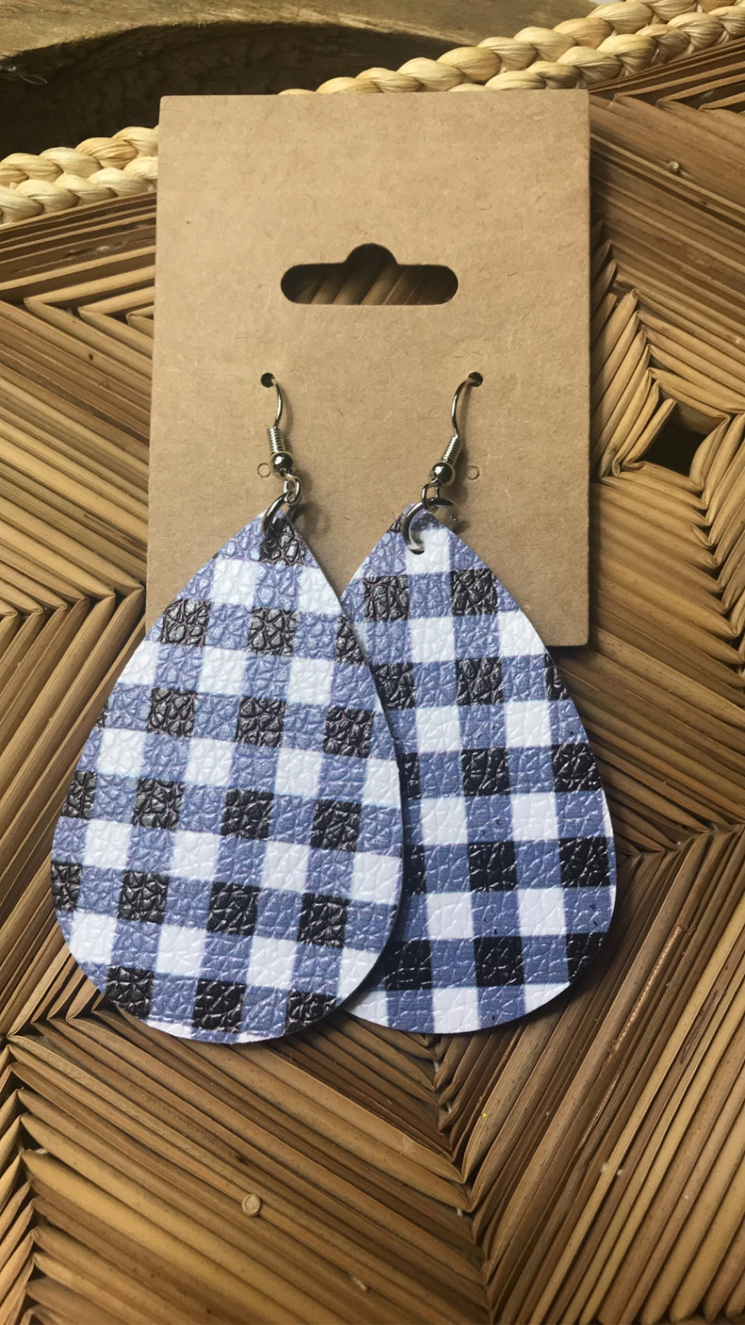 Holiday- Fall Navy Plaid Earrings