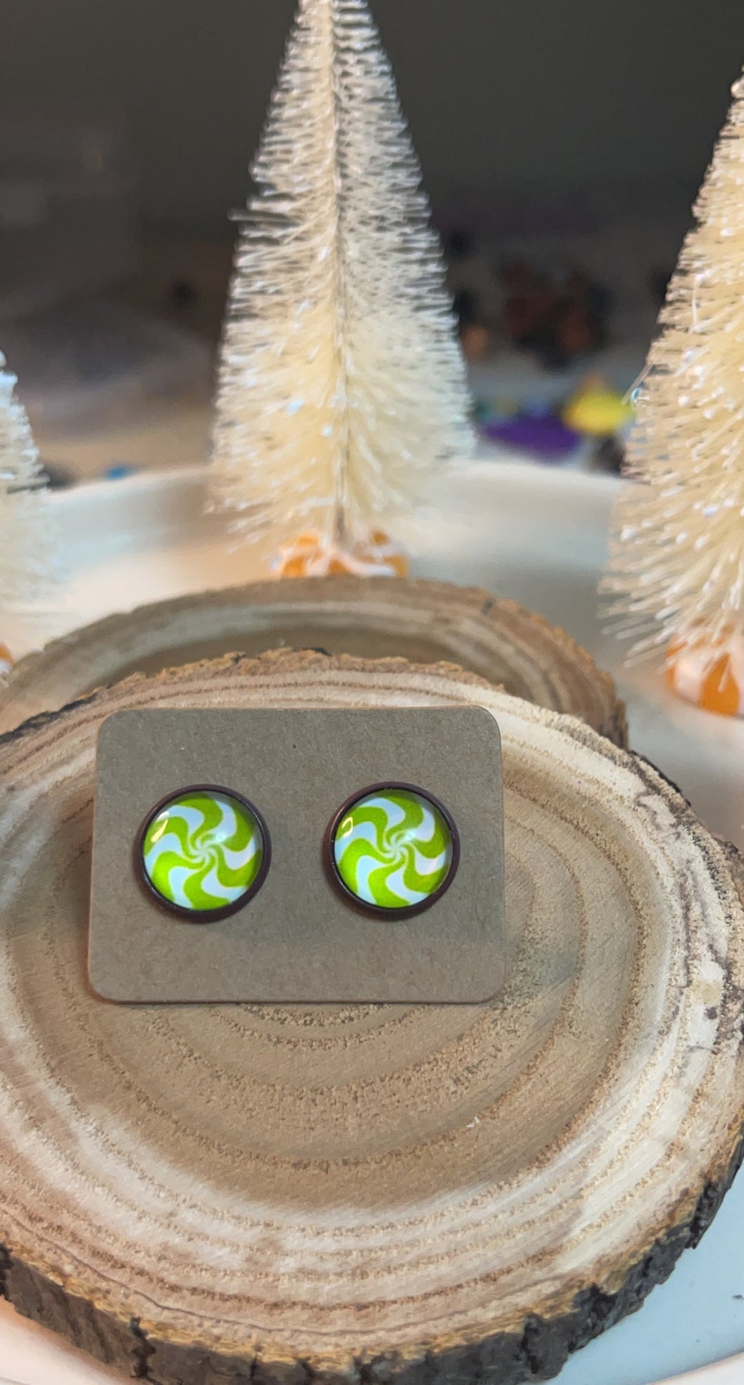 Green Swirl Studs*