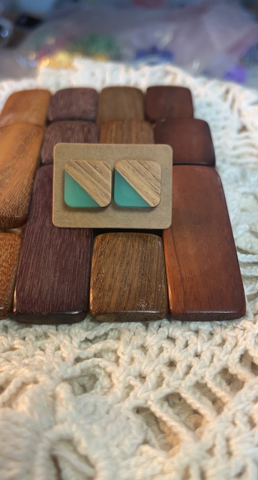 Teal Resin Square Studs*