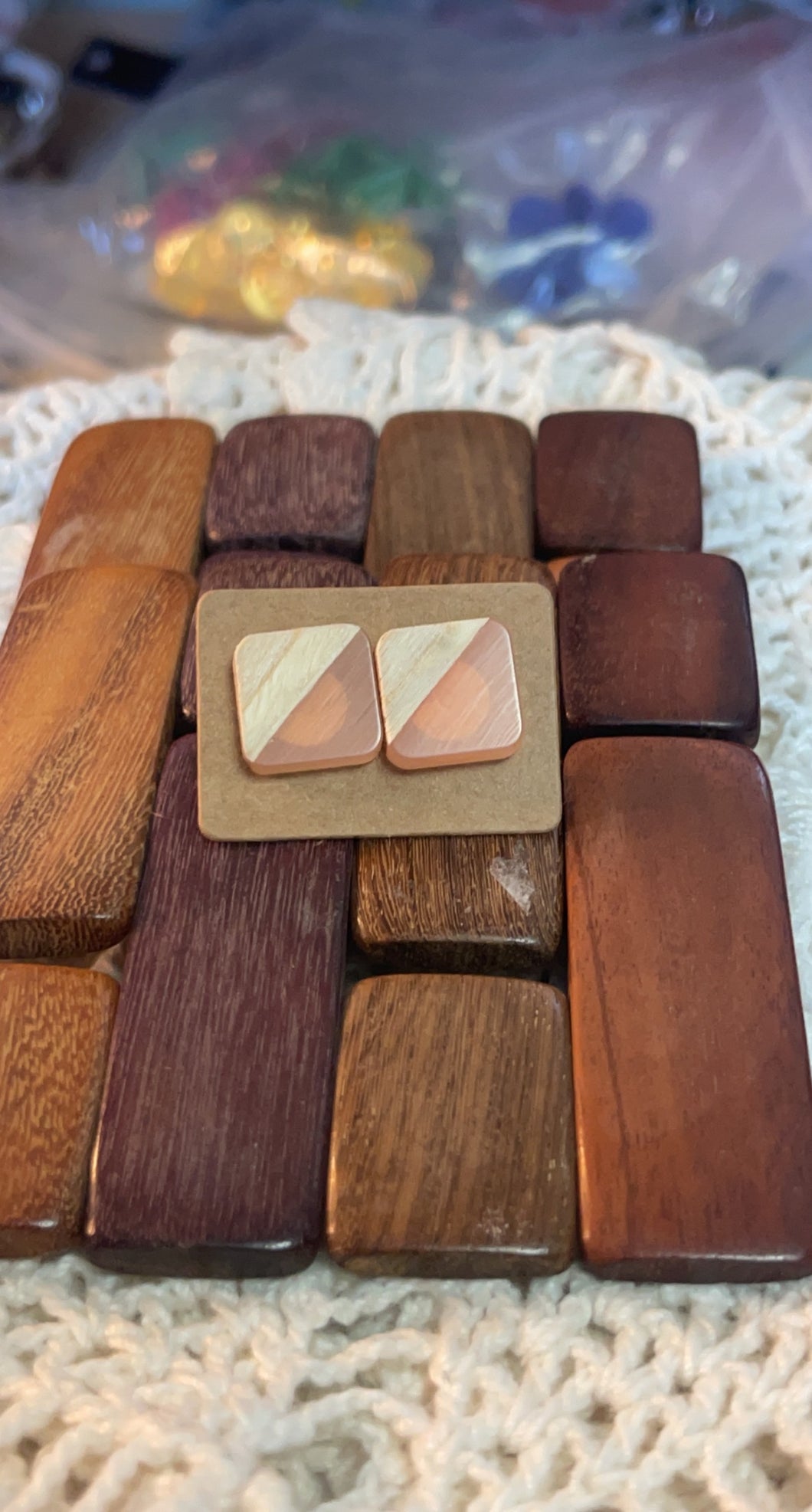 Light Pink Resin Square Studs*